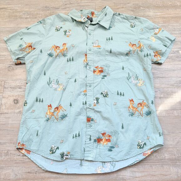 Disney Other - Disney Bambi Scenic Print Button-Up Shirt BoxLunch Exclusive Men’s XL Green Blue